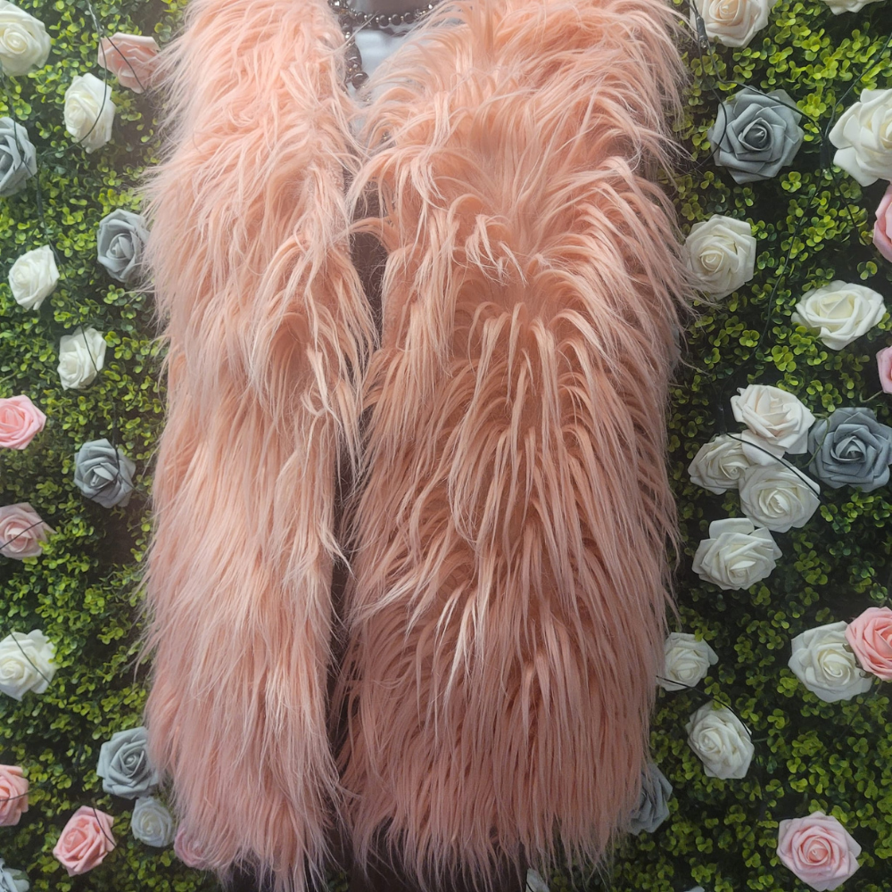Disco Flamingo Longline Shaggy Gilet