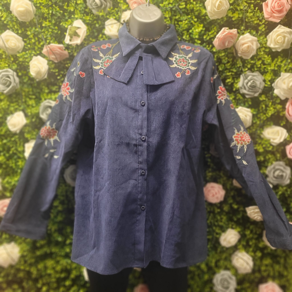 Needle Cord Pussybow Blouse