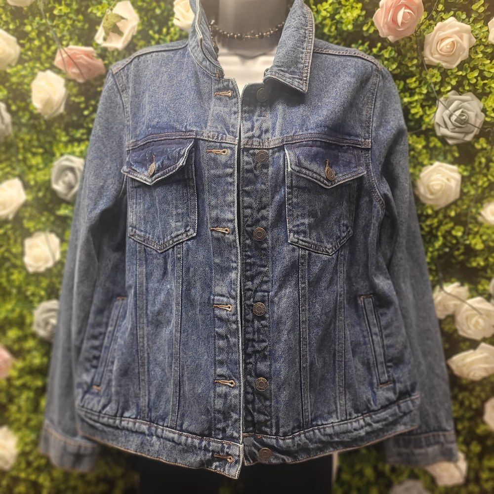 Pink Leopard Denim Embellished Jacket