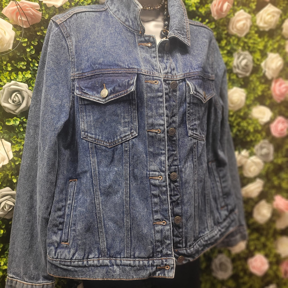 Pink Leopard Denim Embellished Jacket