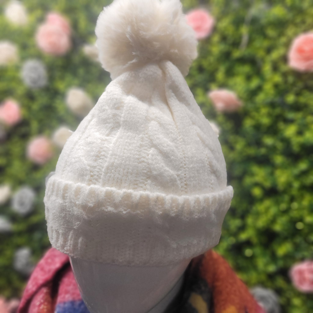 Fur Lined Cable Knit Bobble Hat