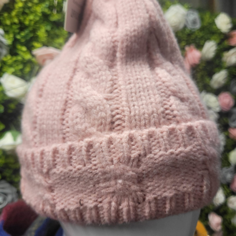 Fur Lined Cable Knit Bobble Hat
