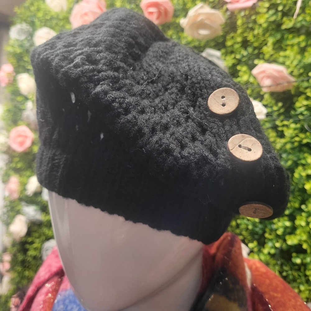 Blondie's Button Trim Crochet Beret