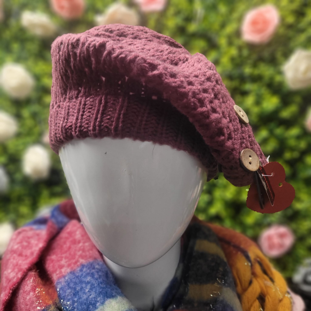 Blondie's Button Trim Crochet Beret