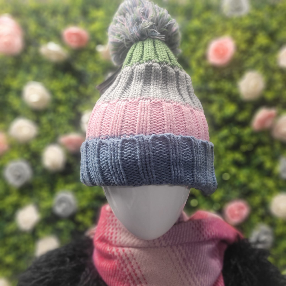 Fleece Lined Knitted Beanie Bobble