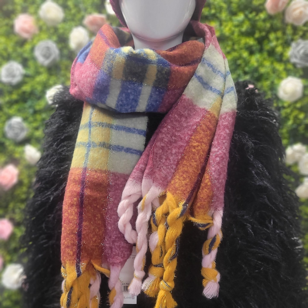 Gloria Glitz Weave Plaid Scarf