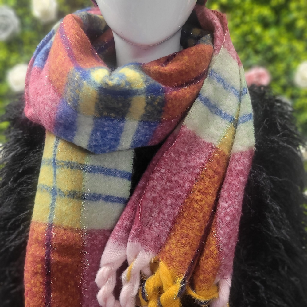 Gloria Glitz Weave Plaid Scarf