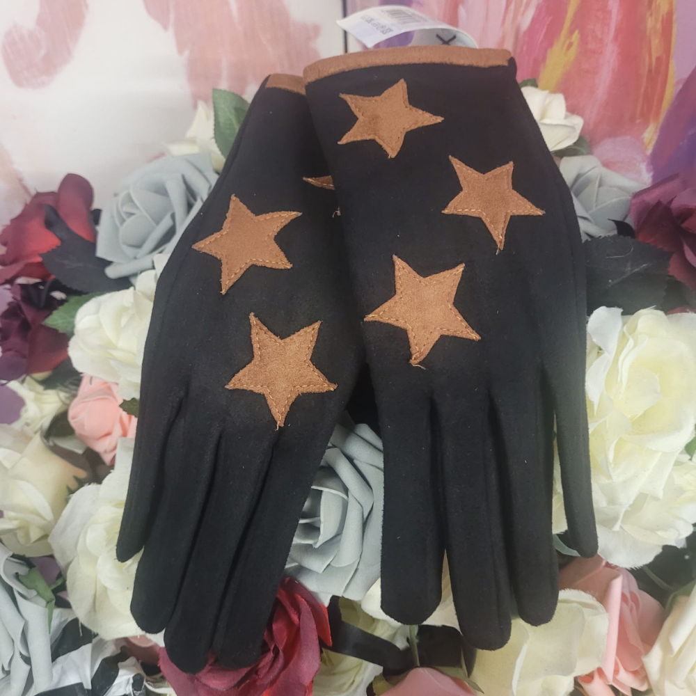 Star Faux Suede Glove