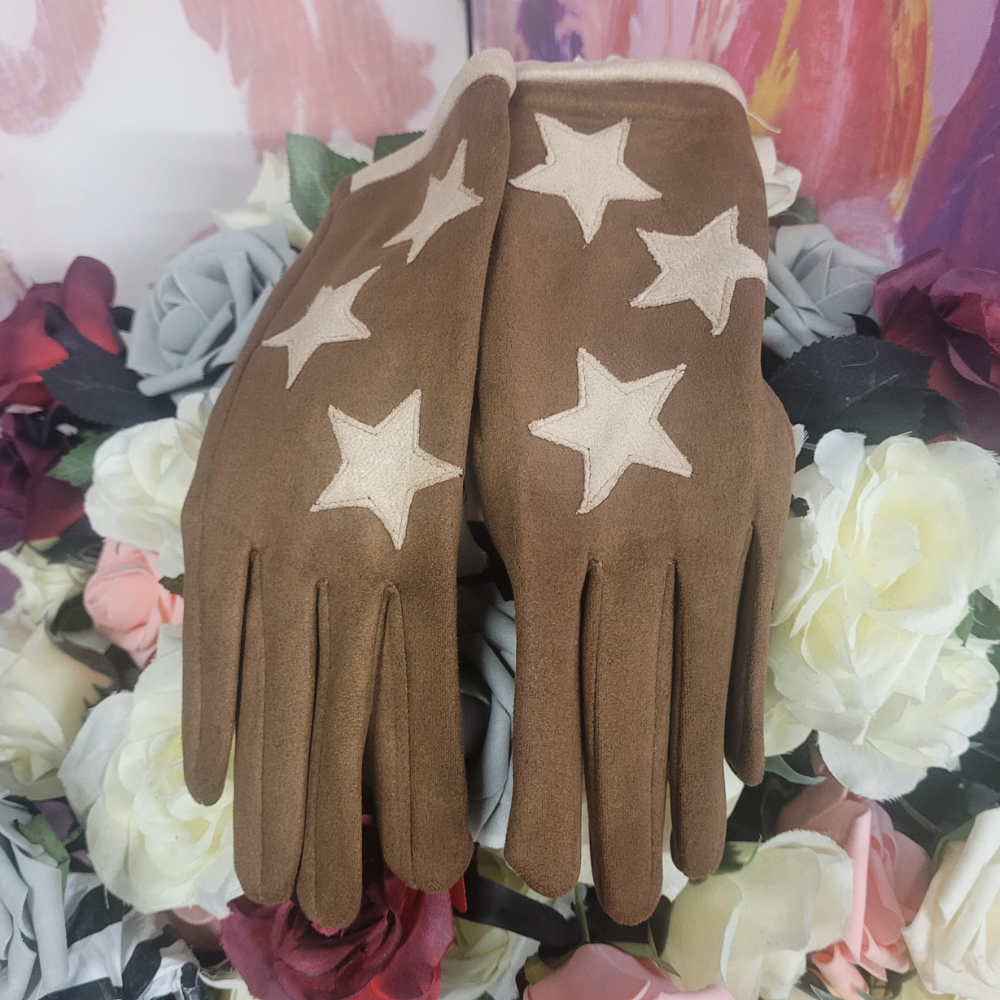 Star Faux Suede Glove