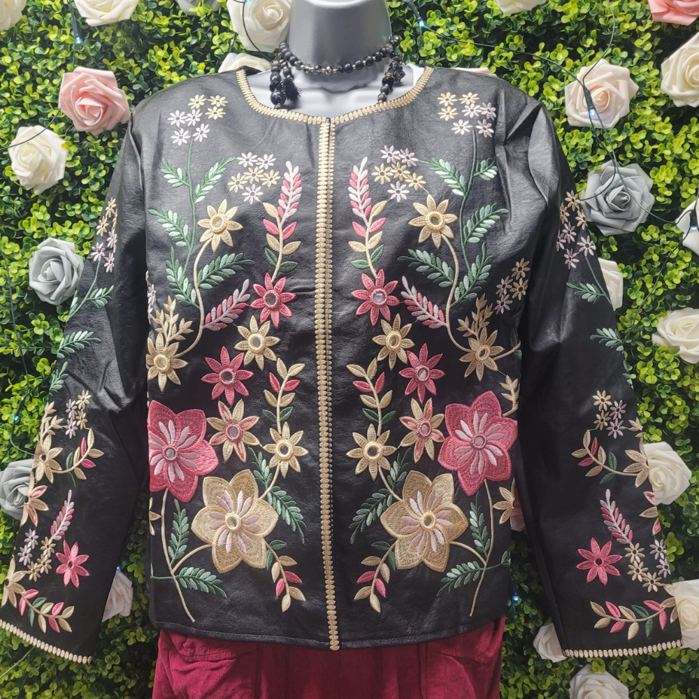 Delores Black Embellished Bomber