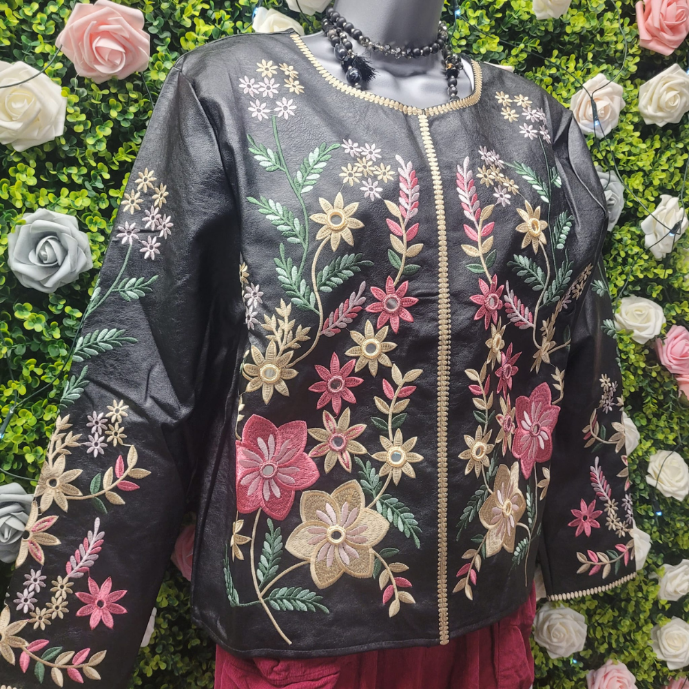 Delores Black Embellished Bomber