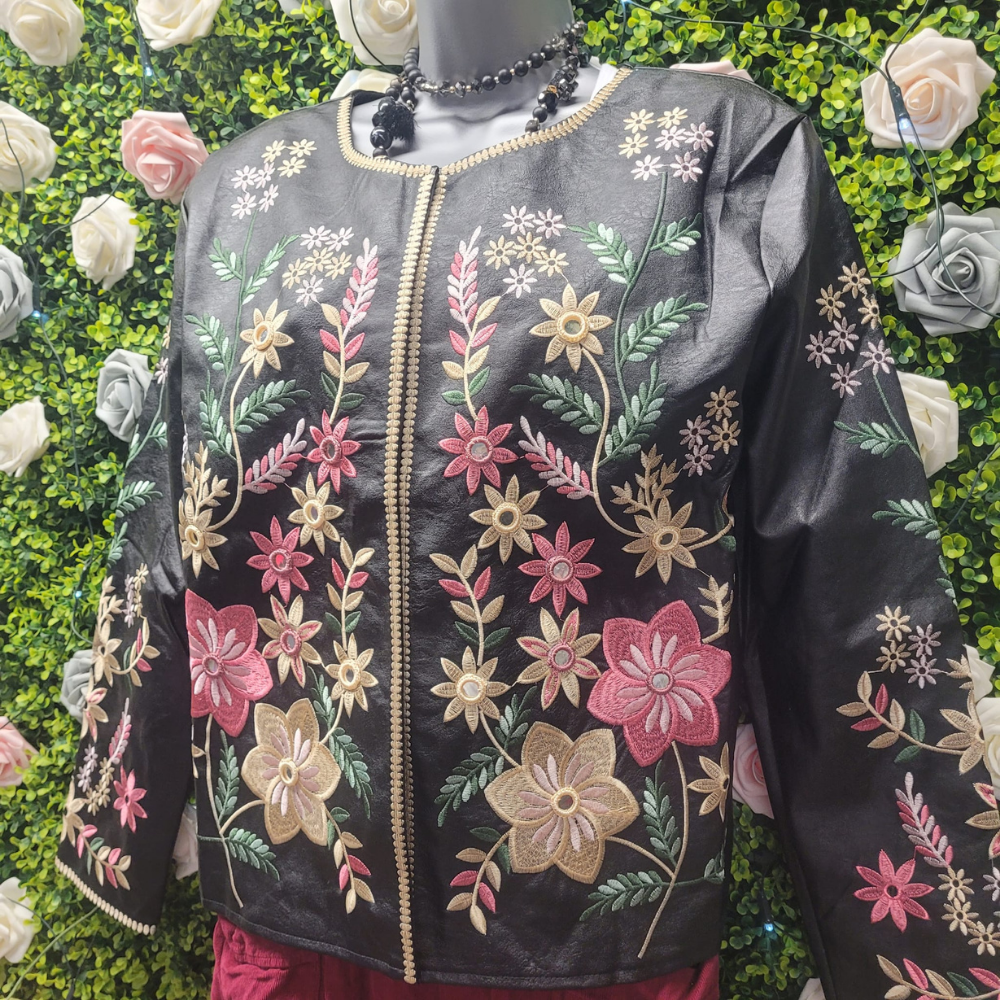 Delores Black Embellished Bomber
