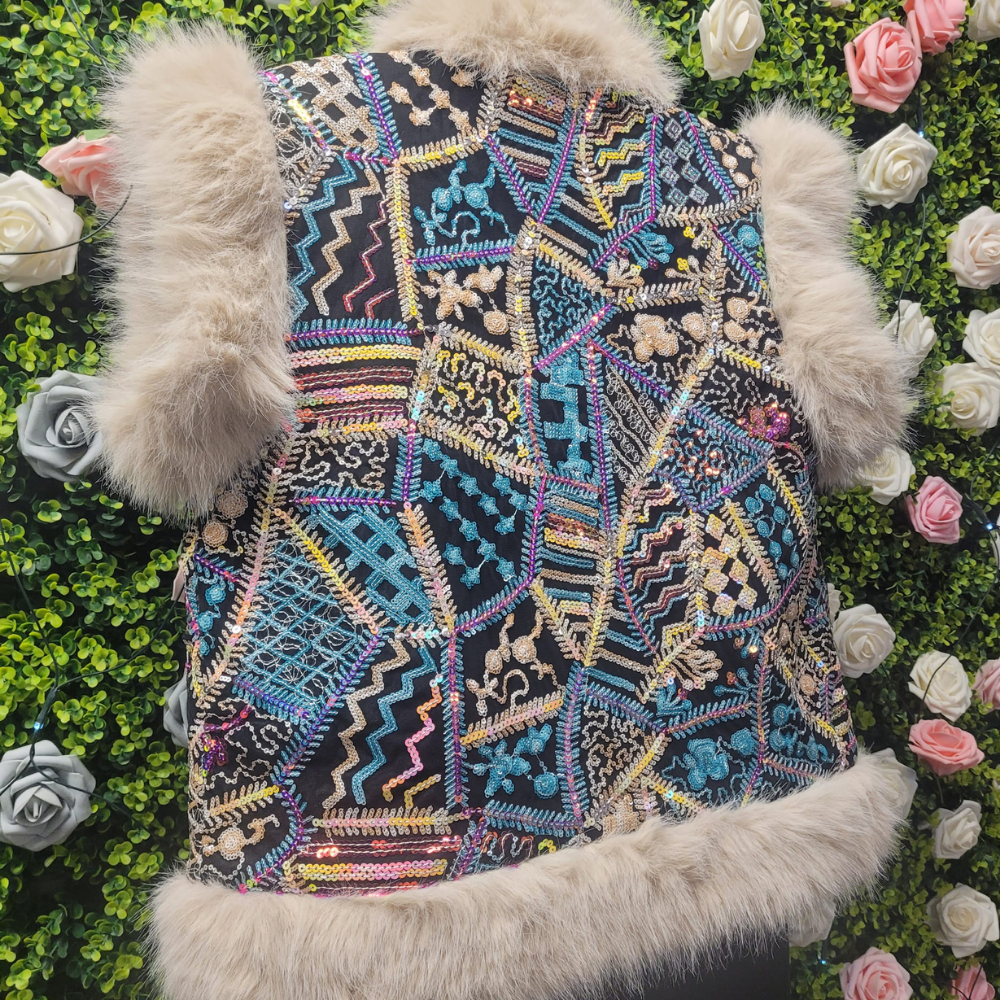 Samira Embellished Fur Trimmed Gillet