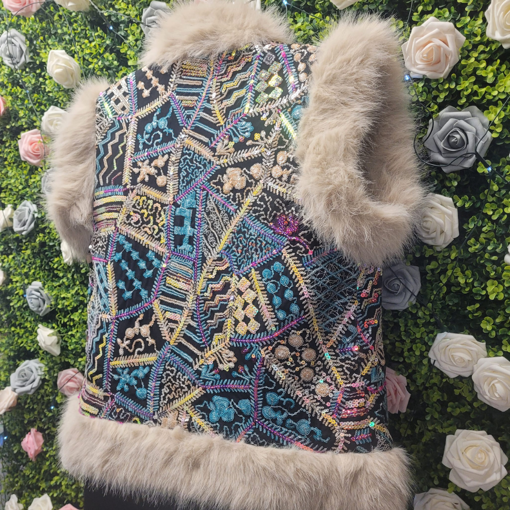 Samira Embellished Fur Trimmed Gillet