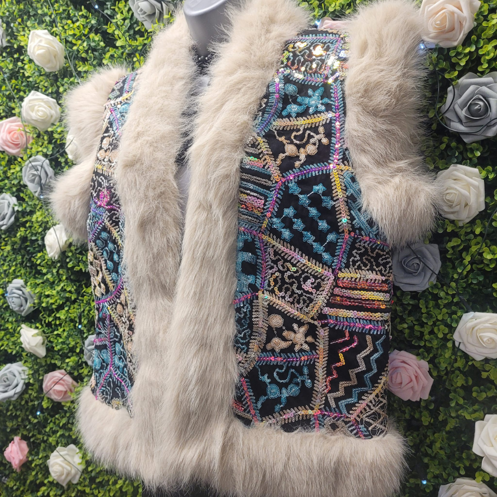 Samira Embellished Fur Trimmed Gillet