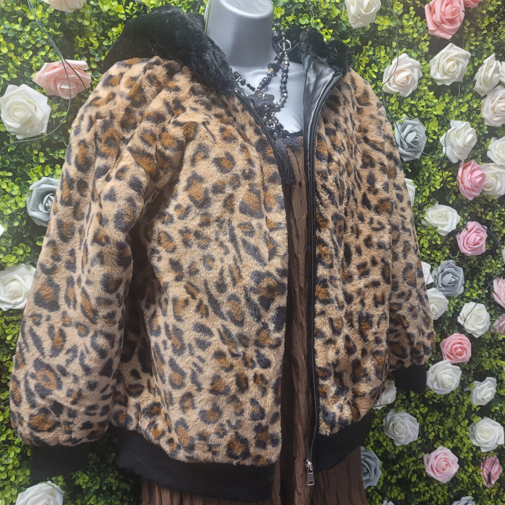 Liliana Leopard Faux Fur Quilted Bomber