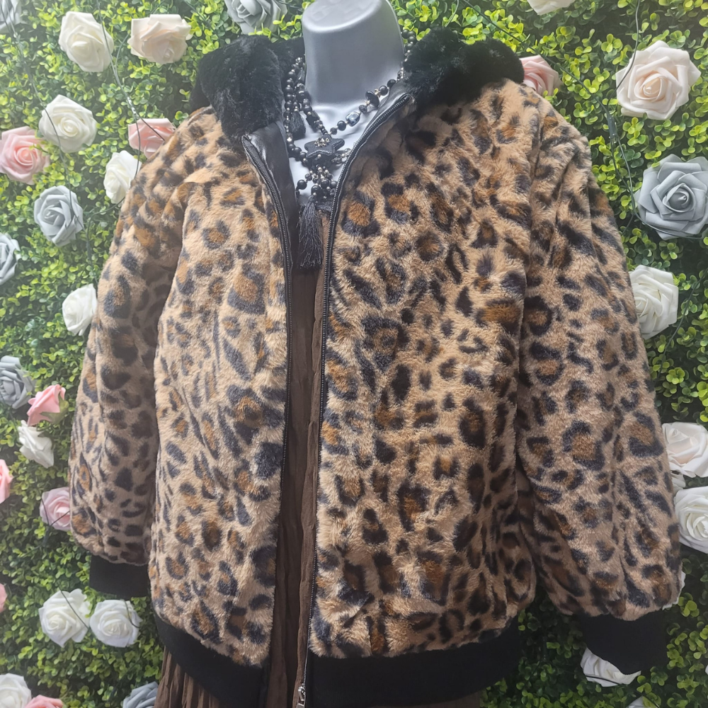 Liliana Leopard Faux Fur Quilted Bomber