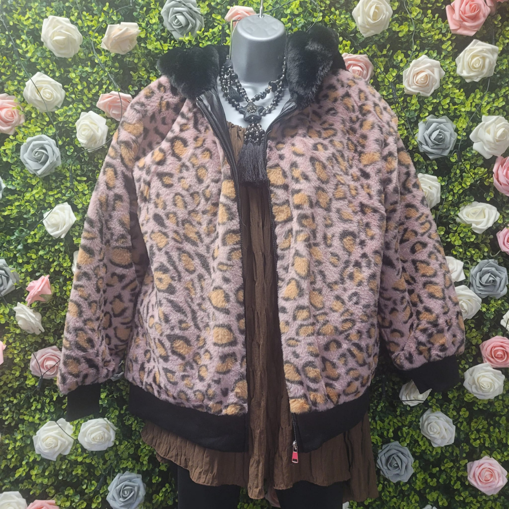 Liliana Leopard Faux Fur Quilted Bomber