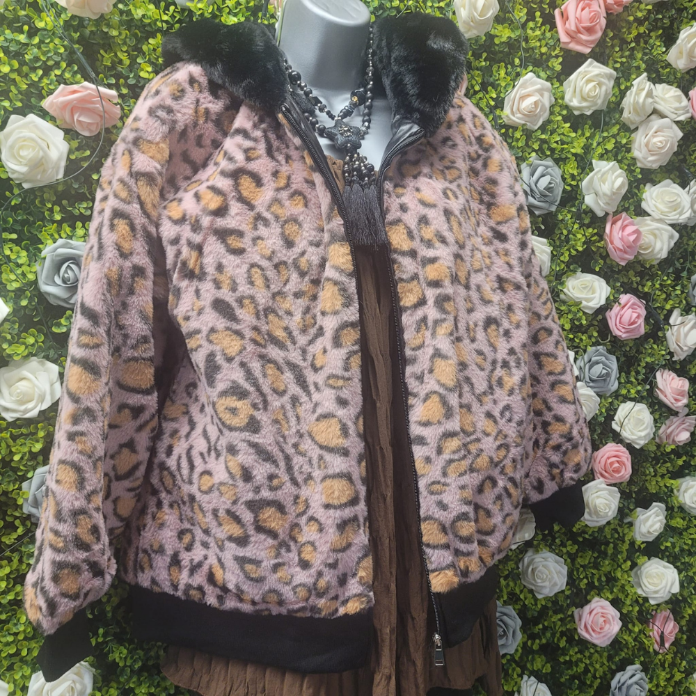 Liliana Leopard Faux Fur Quilted Bomber