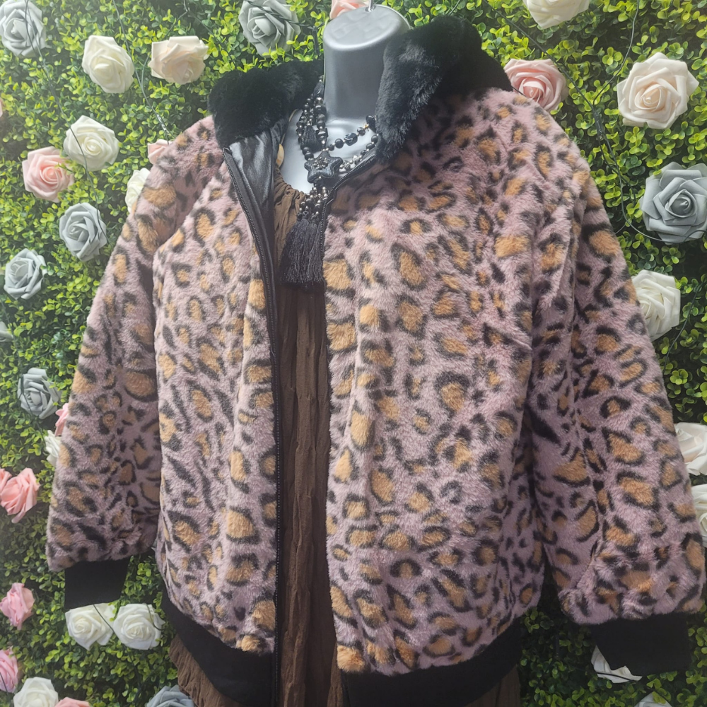 Liliana Leopard Faux Fur Quilted Bomber