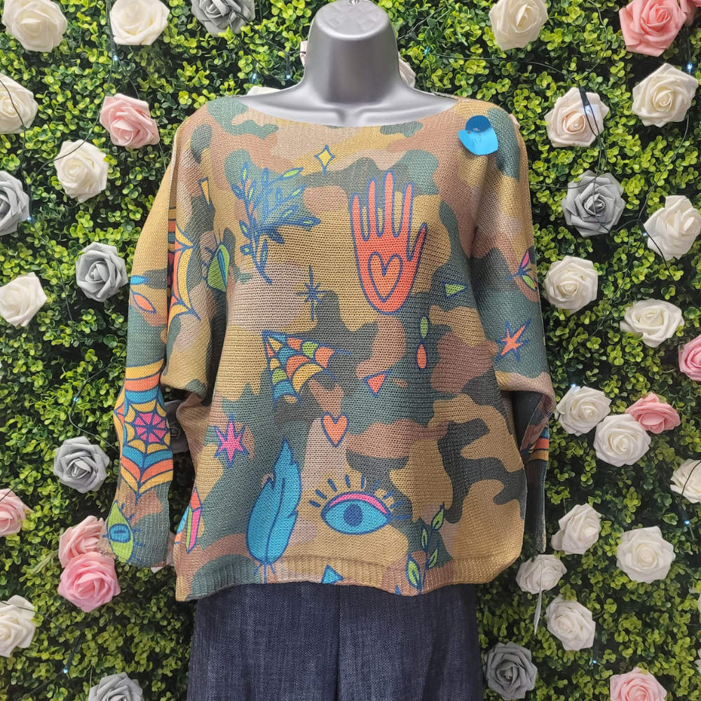 Hamsa Heart Light Glitter Knit