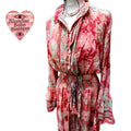 Sienna Silk Thread Button Down Maxi Dress Fuschia & Mint