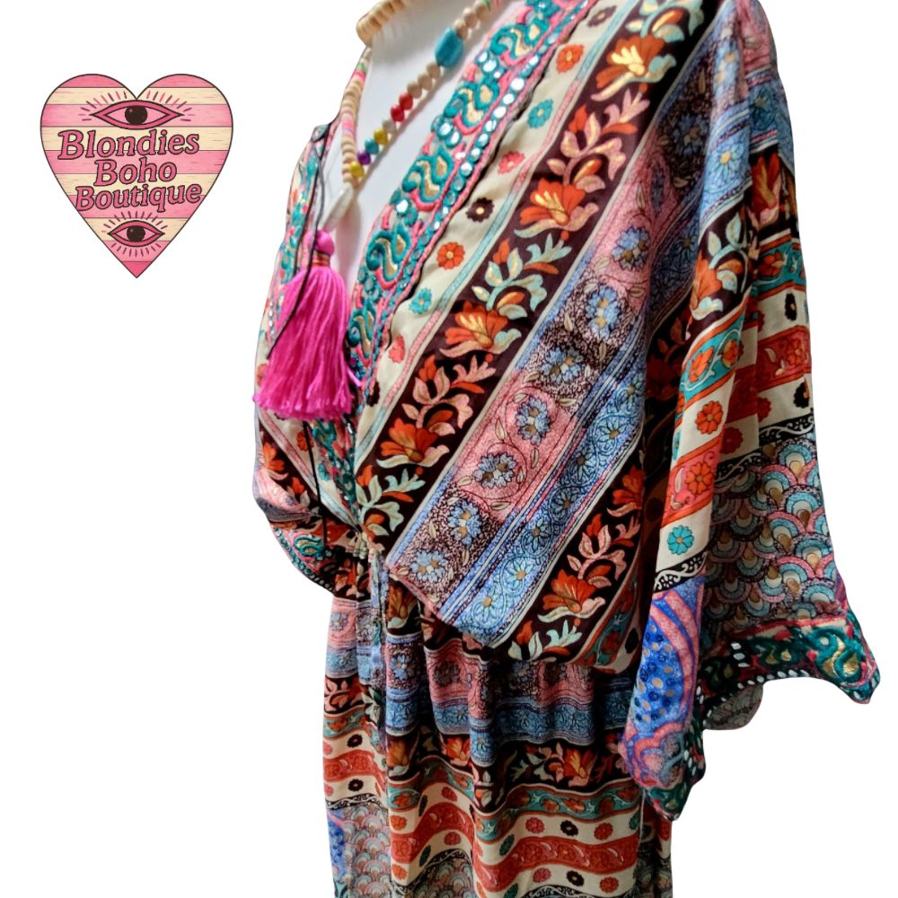 Maya Mirrored Colourful Paisley Print Maxi Dress