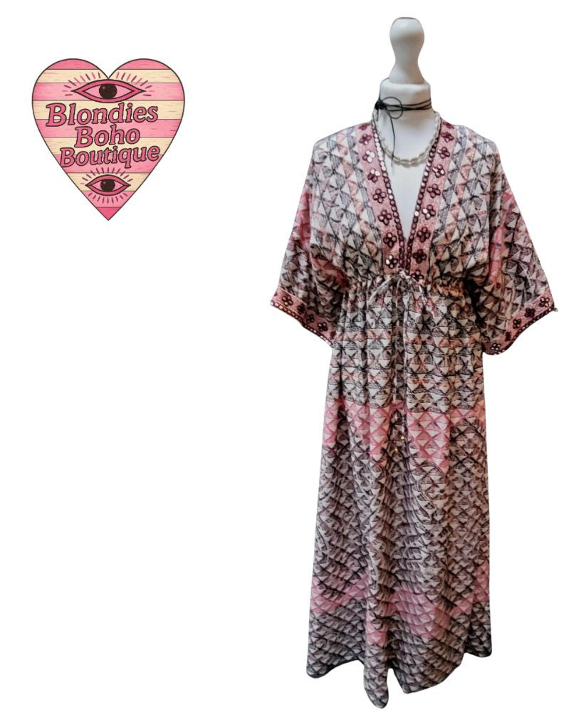 Maya Mirrored Maxi Dress Raspberry & Cranberry