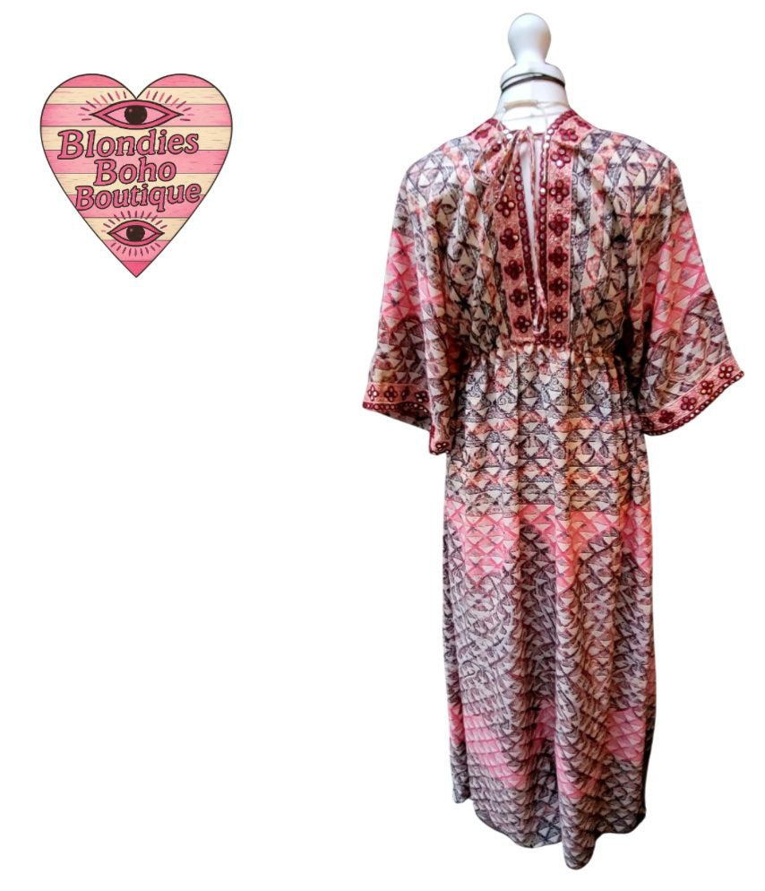 Maya Mirrored Maxi Dress Raspberry & Cranberry