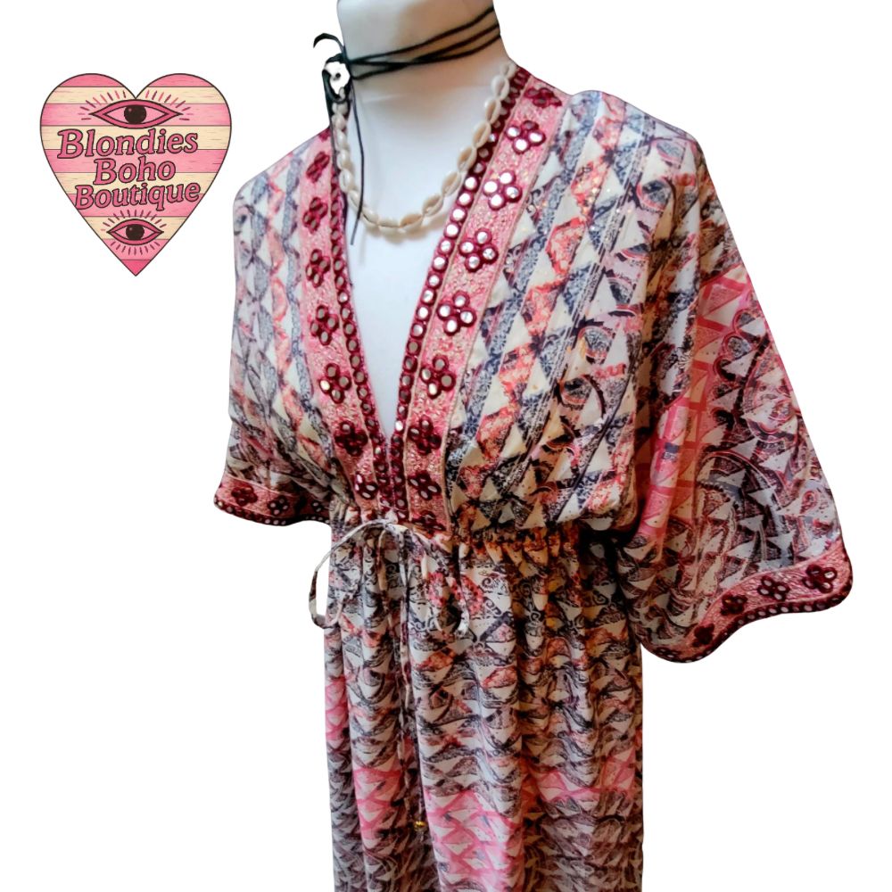 Maya Mirrored Maxi Dress Raspberry & Cranberry