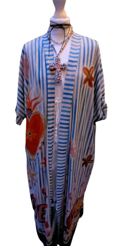 Blondies Love Frida Long line Lightweight Coatigan, Blues, Mixed Colourway