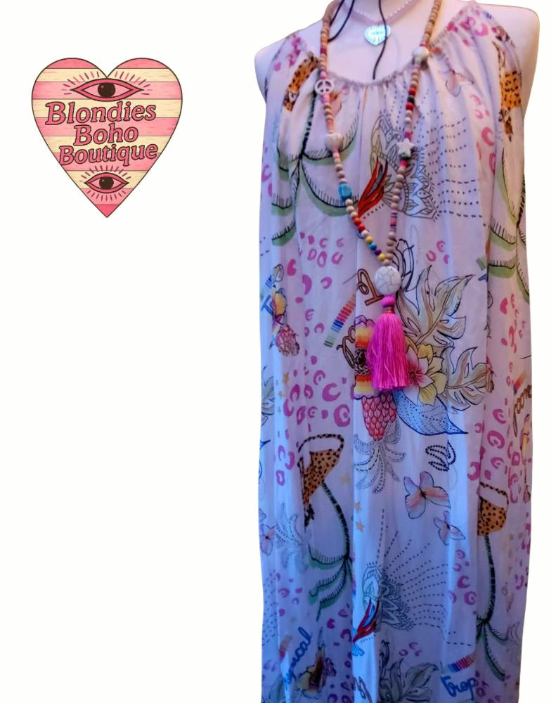 Dancing Leopard Strappy Slip Maxi Dress