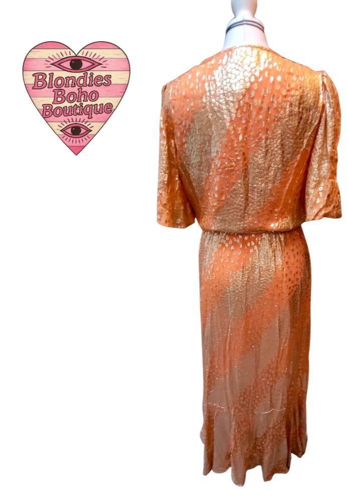 Orla Tiered Maxi Crossover Dress, Tangerine & Gold