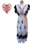 Peony Gilt Thread Mirrored Ruffle Maxi Dress, Black & White