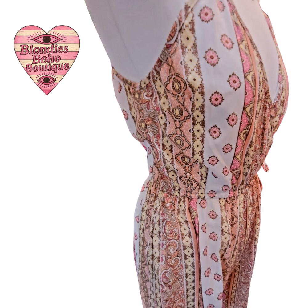 Kitty Paisley Longline Jumpsuit, Peaches, Pinks & Creams
