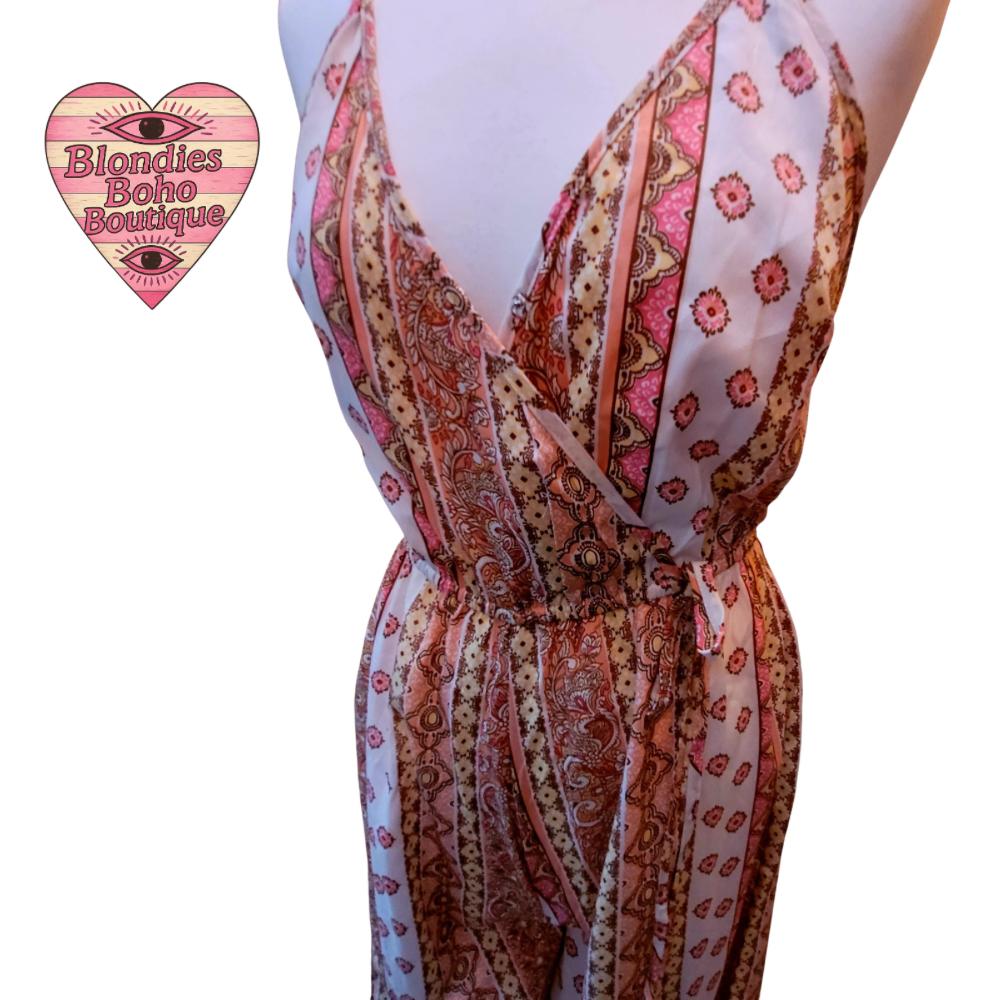 Kitty Paisley Longline Jumpsuit, Peaches, Pinks & Creams