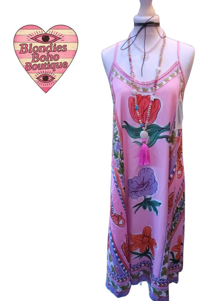 Mazz Pink Leopard Slip Dress