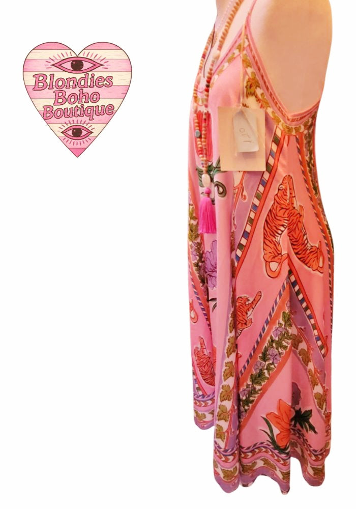 Mazz Pink Leopard Slip Dress