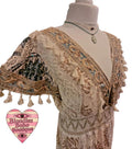 Ophelia Tassel Trim Lace Maxi, Ivory, Gold & Teal
