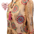 Syma Embellished Button Down Midi Dress, Pink, Gold & Turquoise